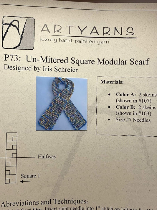 AYP73 Un-Mitered Square Modular Scarf (Iris Schreier / Art Yarns)