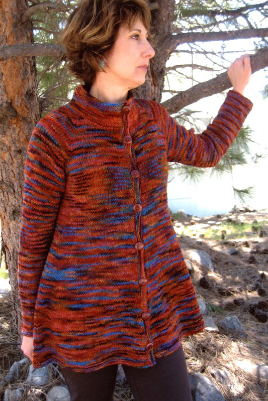 Neck Down Swing Coat Knitting Pure & Simple Pattern 285 -Beginner Knit for Women