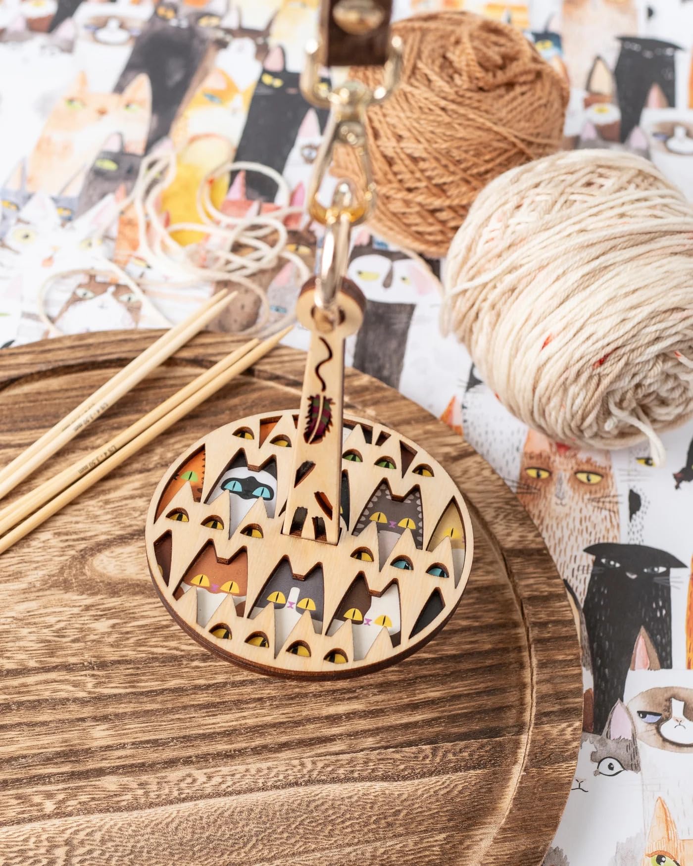 Lemonwood Mini Minder Wrist Yarn Holder Meowsome