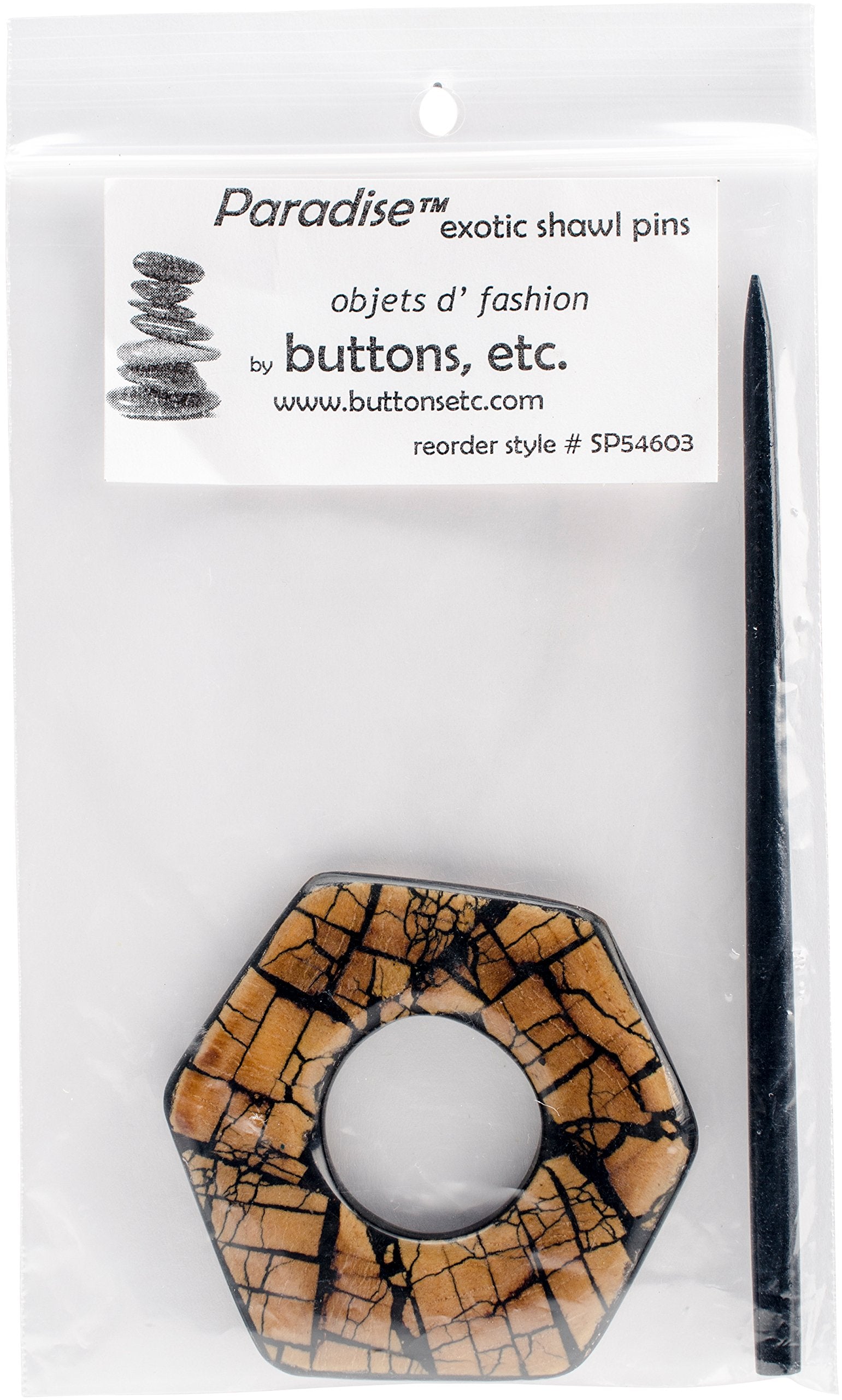 Paradise Exotic Shawl Pin SP54603 Hexagon Reversible