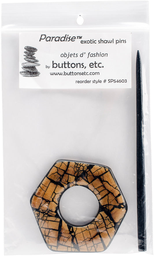 Paradise Exotic Shawl Pin SP54603 Hexagon Reversible