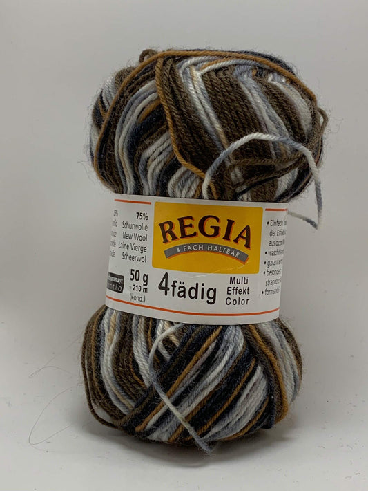 Regia 4ply 50gm Ball Multi Effekt Color 5376 Brown Multi