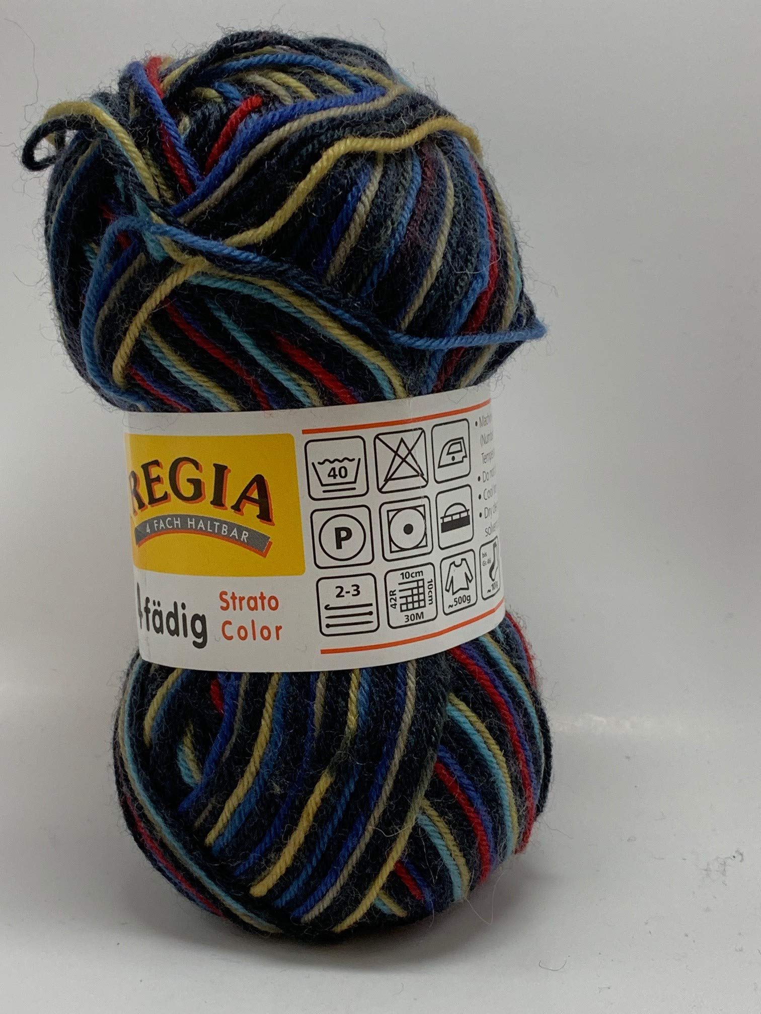 Regia 4ply Strato Color 5738 Charcoal Red Turquoise
