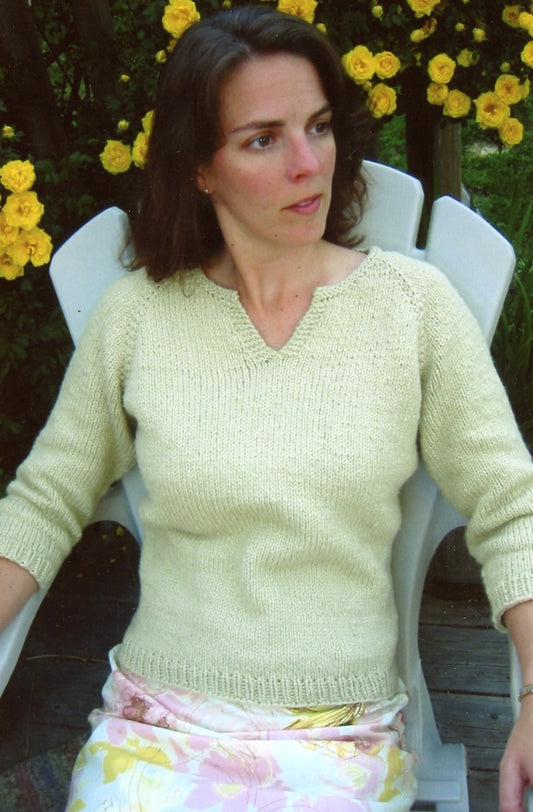 Split Neck T Shirt for Women - Knitting Pure & Simple Pattern 257 - Easy Knit