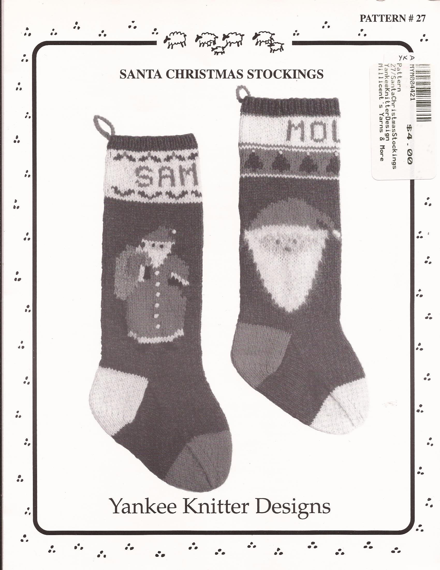 Yankee Knitter Designs Knitting Pattern #27 Santa Christmas Stockings