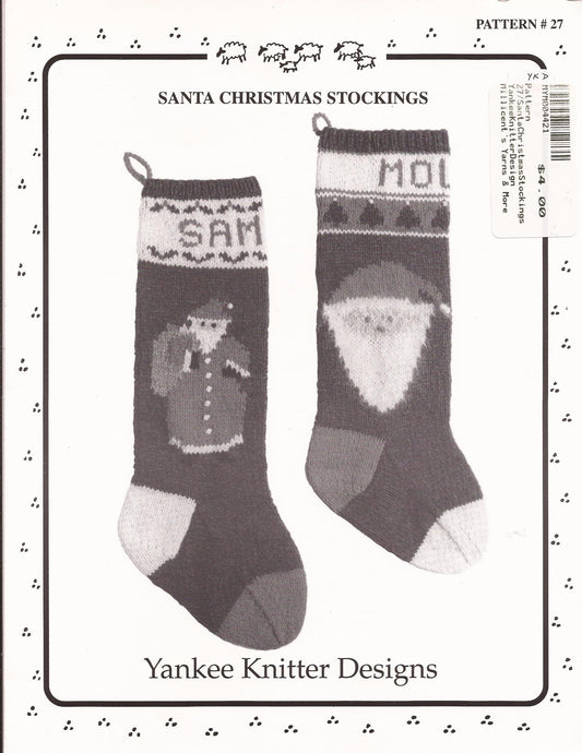 Yankee Knitter Designs Knitting Pattern #27 Santa Christmas Stockings