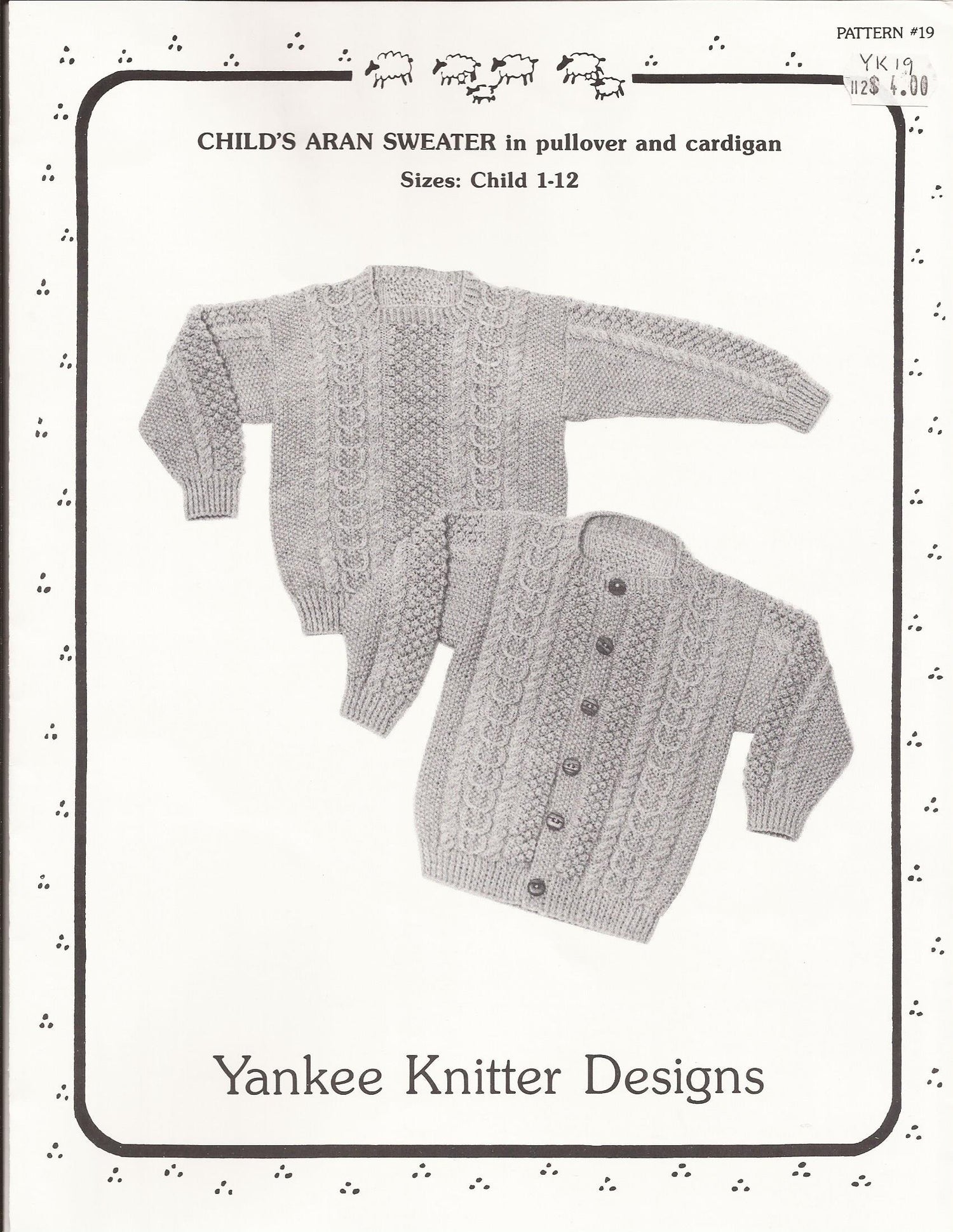 CHILD'S ARAN SWEATER in pullover and cardigan