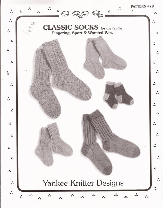 Venanoci Yankee Knitter Designs Knitting Pattern #29 Classic Socks for The Family