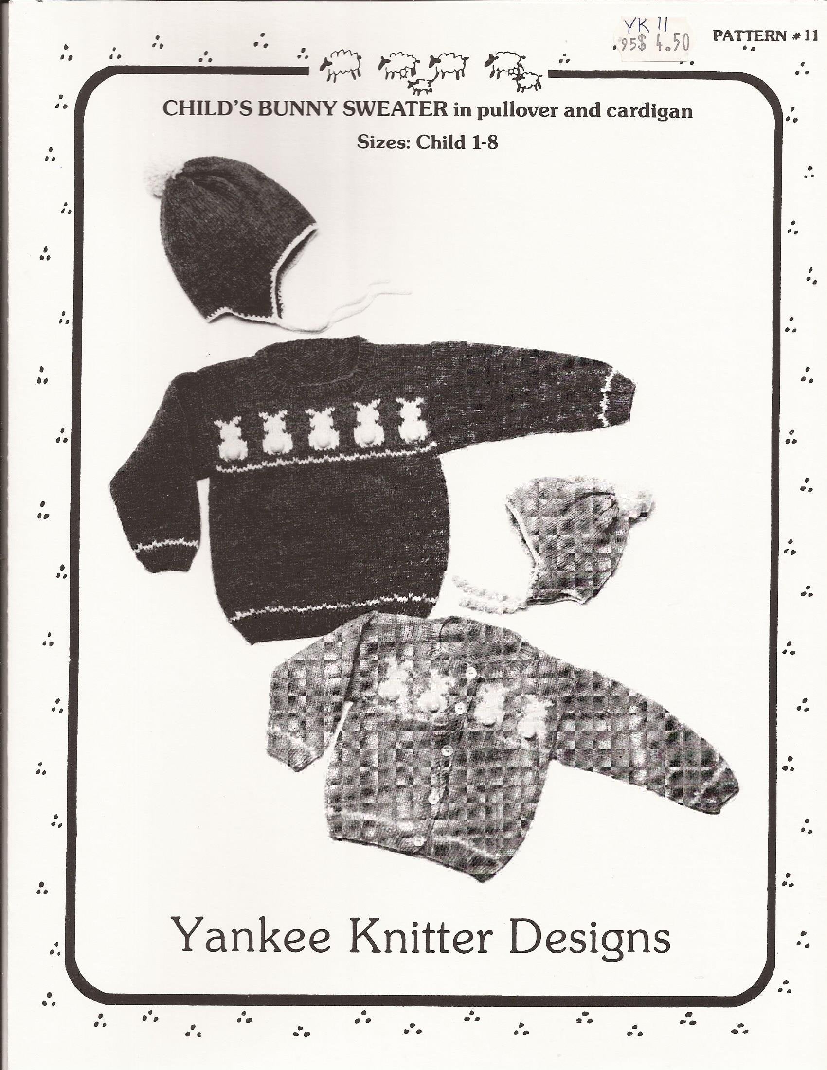 Yankee Knitter Designs #11 Child's Bunny Sweater in Pullover and Cardigan