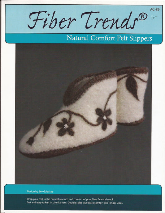 Fiber Trends natural Comfort Felt Slippers Knitting Pattern AC-89