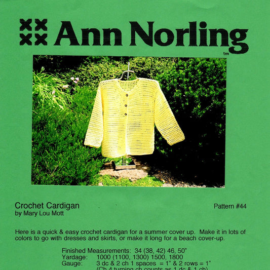 Ann Norling Pattern #44 Crocheted Cardigan