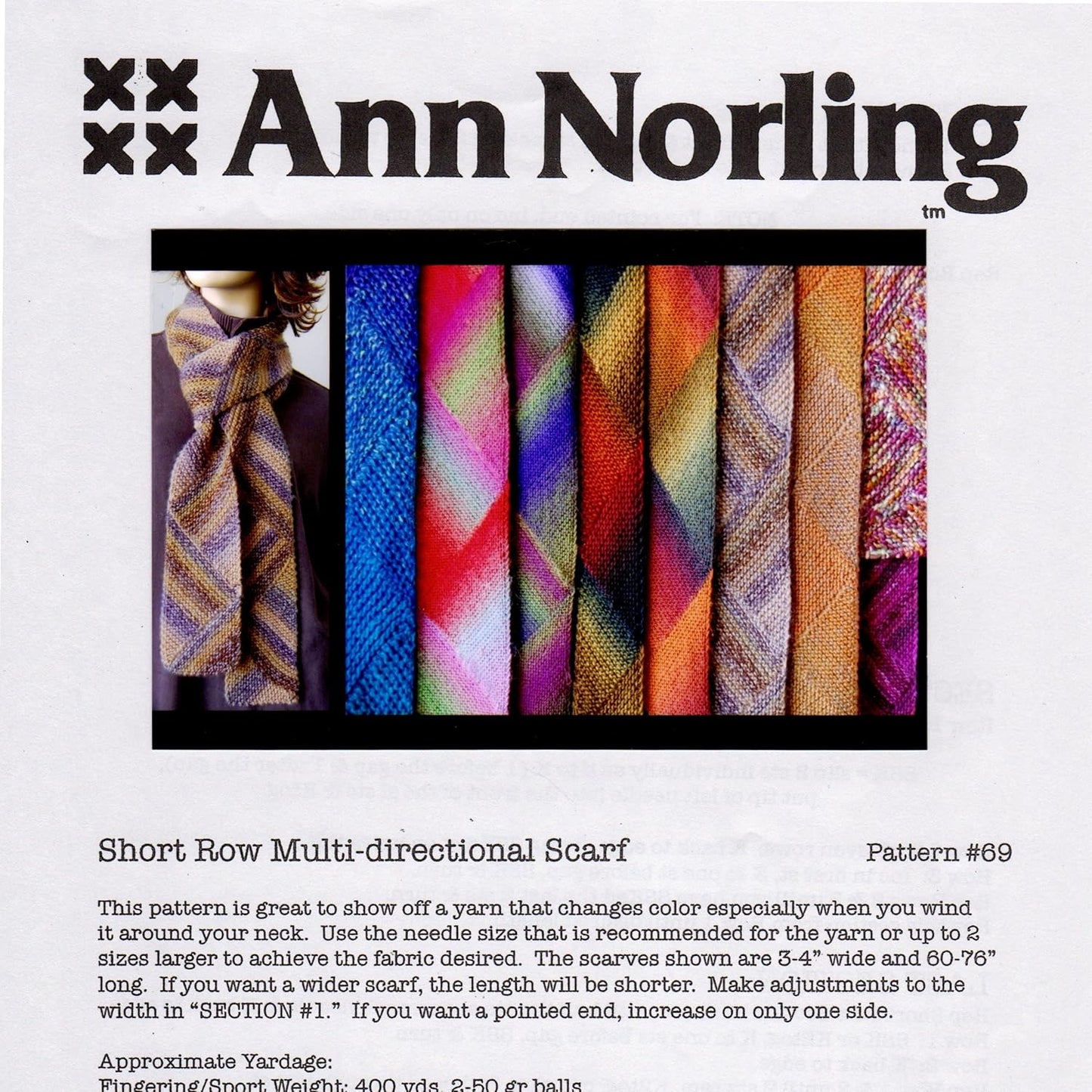 Ann Norling Pattern #69 Short Row Multi-Directional Scarf