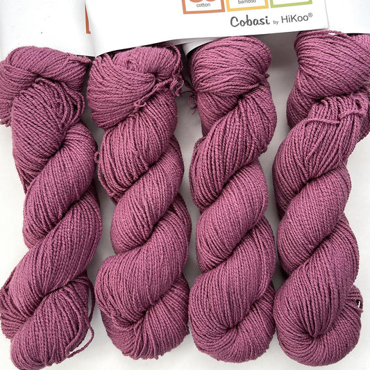 HiKoo CoBaSi Sock Yarn, Cotton, Bamboo Viscose, Silk and Nylon Blend for Knitting, Crocheting, and Crafts, 50 Gram Hank, 220 Yards, (#014 - Framboise)