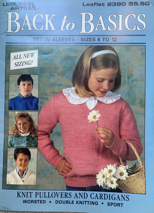 Back to Basics, Knit Pullovers and Cardigans, Leisure Arts Leaflet 2390 - cover