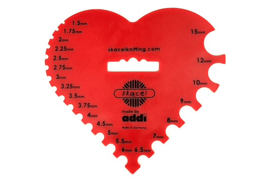 addi heart needle and crochet hook gauge