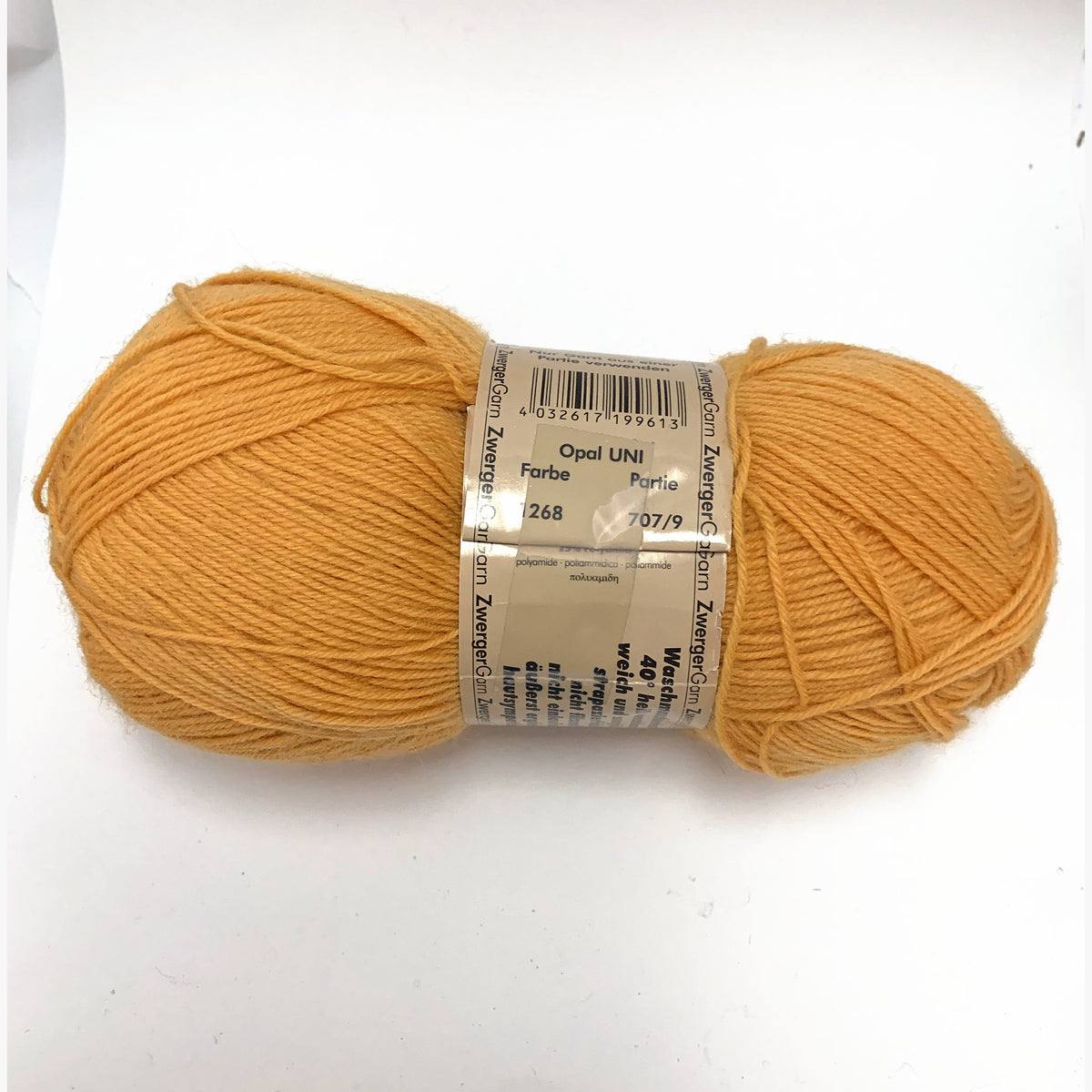 Opal Uni 1268 Tangerine - yarn band and colourway label
