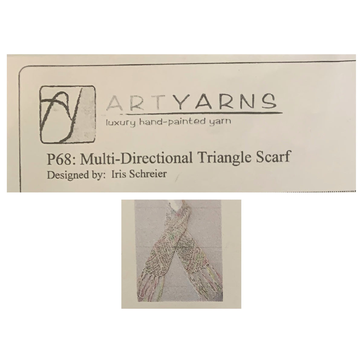Artyarns P68 Multi-Directional Triangle Scarf pattern by Iris Schreier