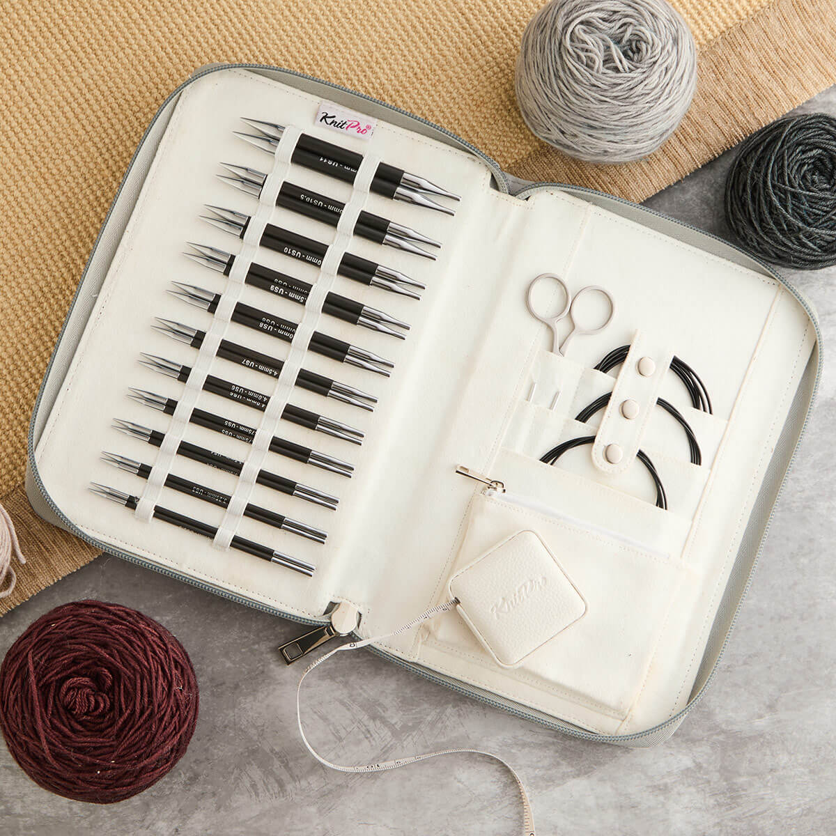 KnitPro Karbonz Regal Interchangeable Needle Set 5"(13cm) | 11 US Sizes (2.5 to 11)