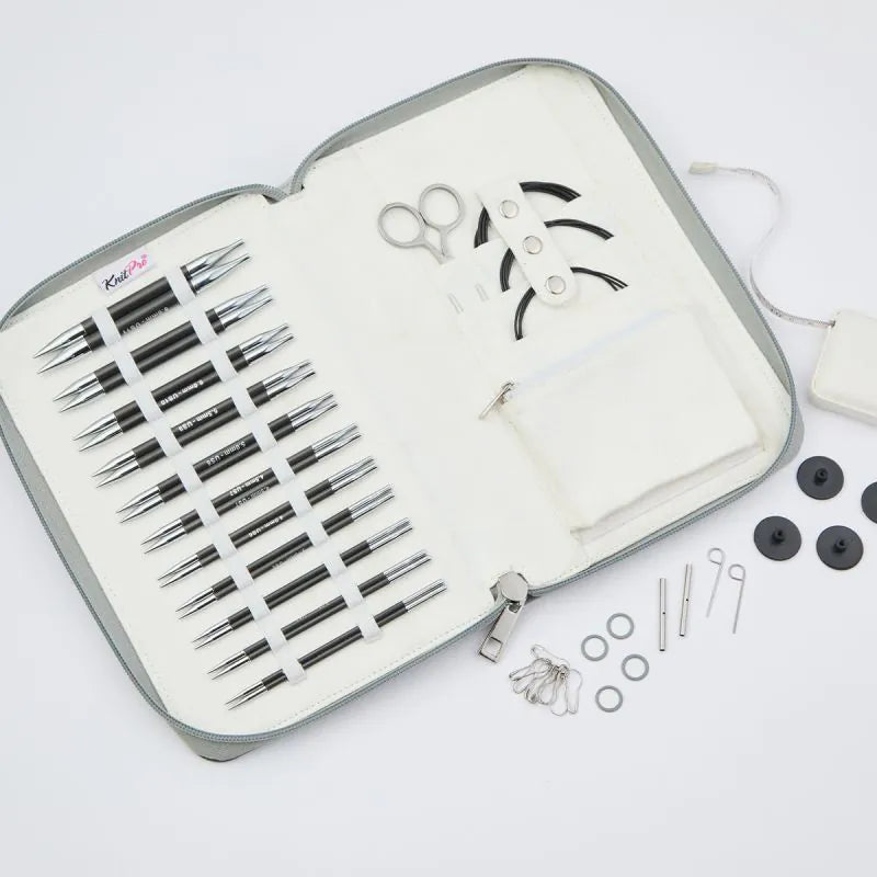 KnitPro Karbonz Regal Interchangeable Needle Set 5"(13cm) | 11 US Sizes (2.5 to 11)