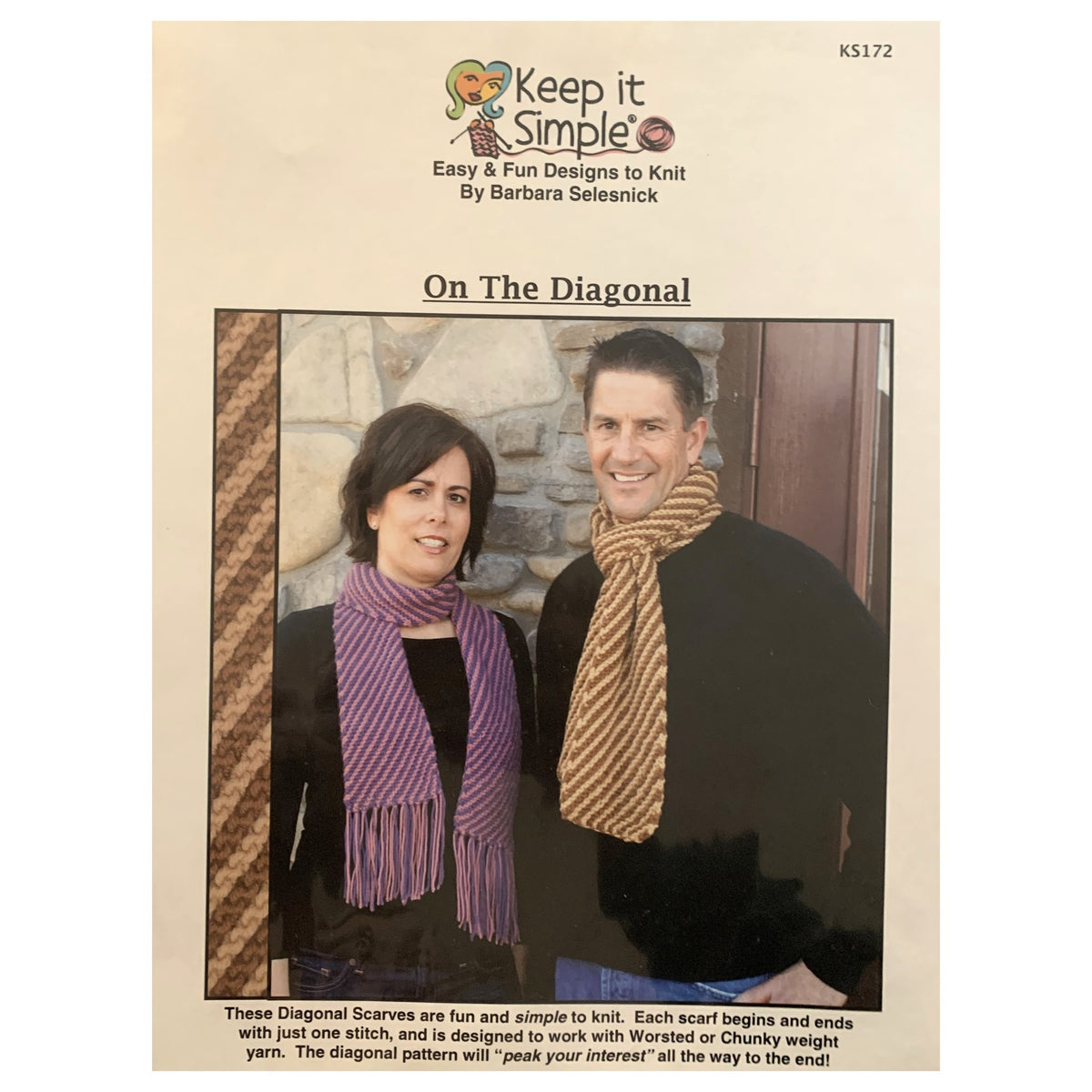 Keep It Simple KS172 On The Diagonal knitted scarves pattern