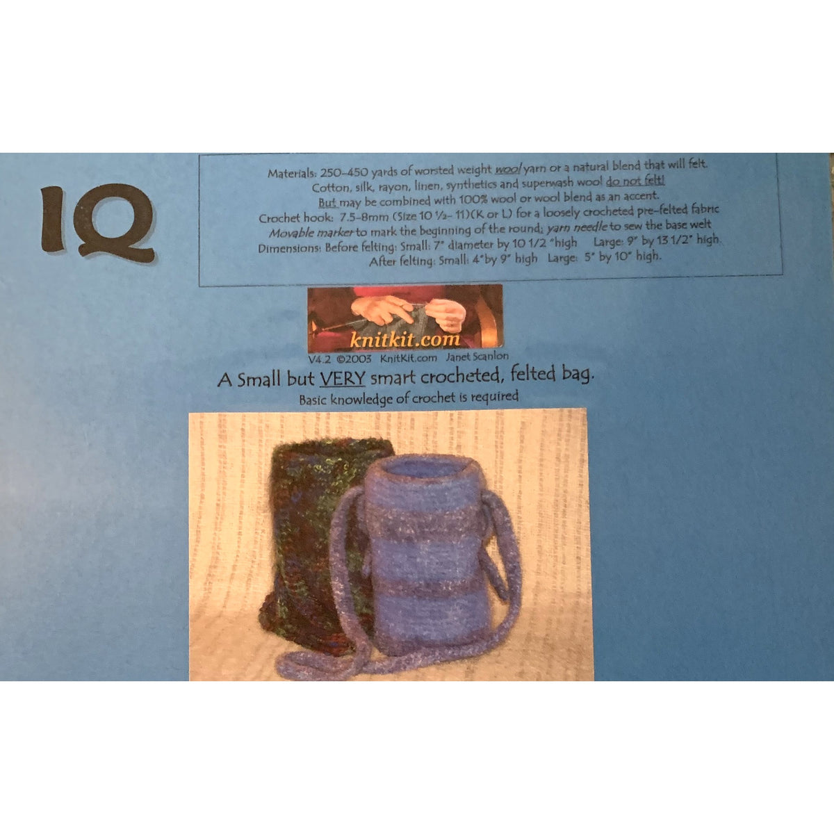 KnitKit IQ crochet felted bag pattern by Janet Scanlon