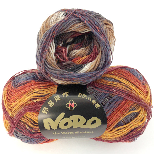 Noro Silk Garden Sock S349 Burnt Orange, Wine, Grey & Taupe